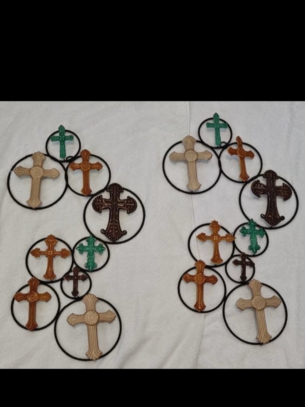 2 Multicolor Metal Decorative Wall Cross Set - Home Accents